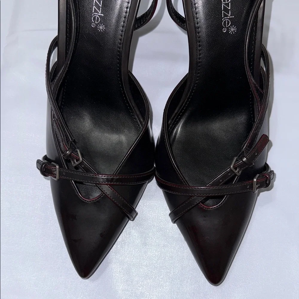 Shoe Dazzle Black Stiletto Heels with X-Strap Size 10 - Picture 2 of 11